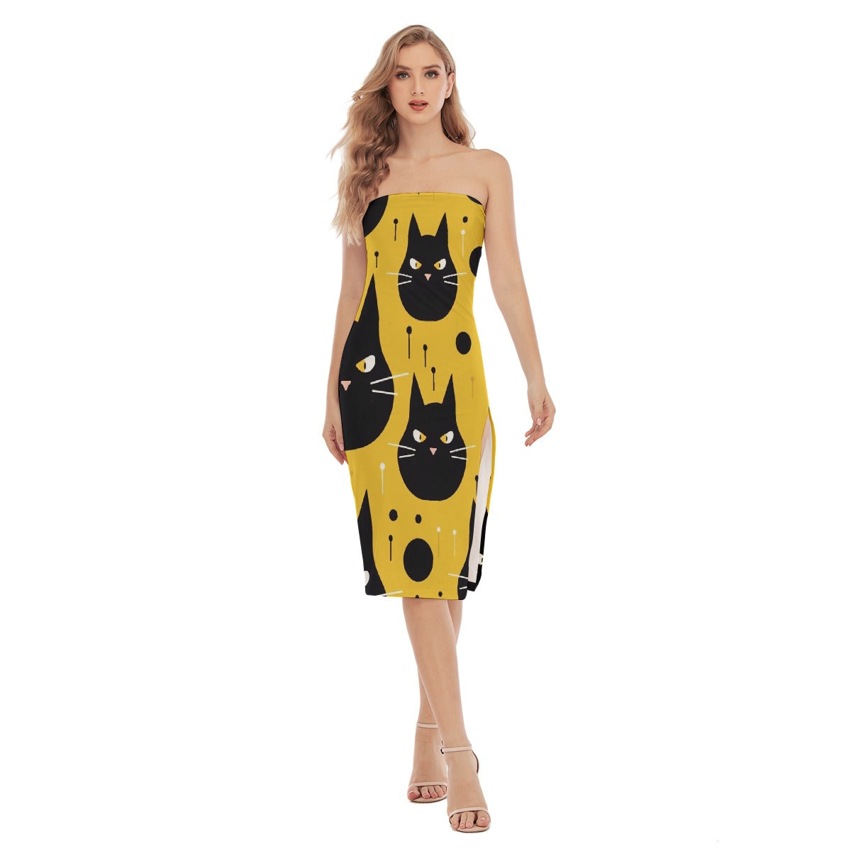 All-Over Print Women's Side Split Tube Top Dress