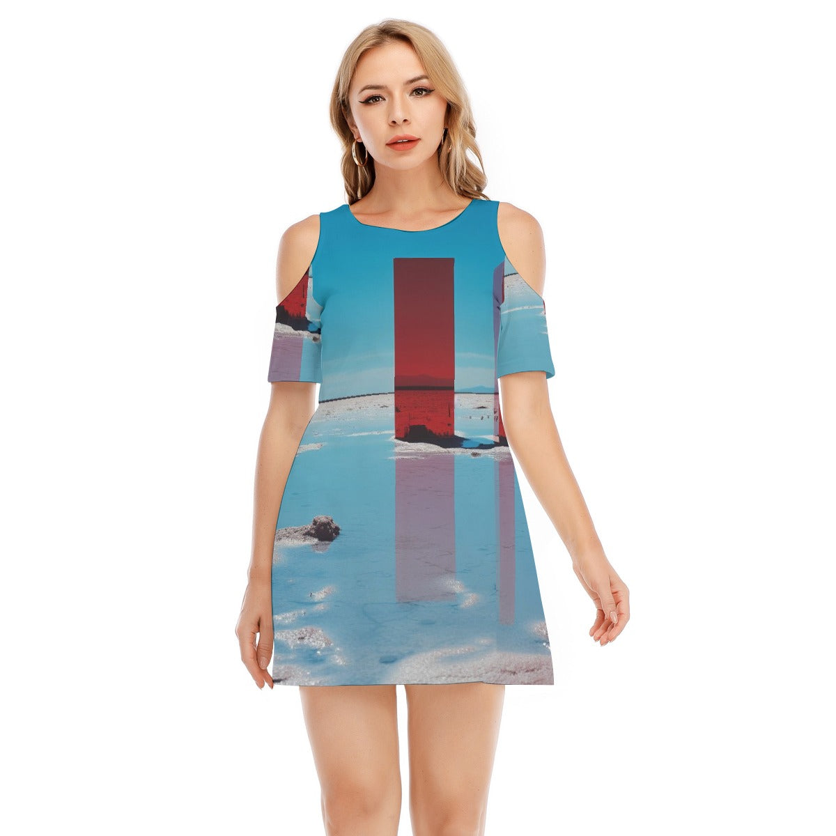 All-Over Print Women's Cold Shoulder Dress | 190GSM Cotton