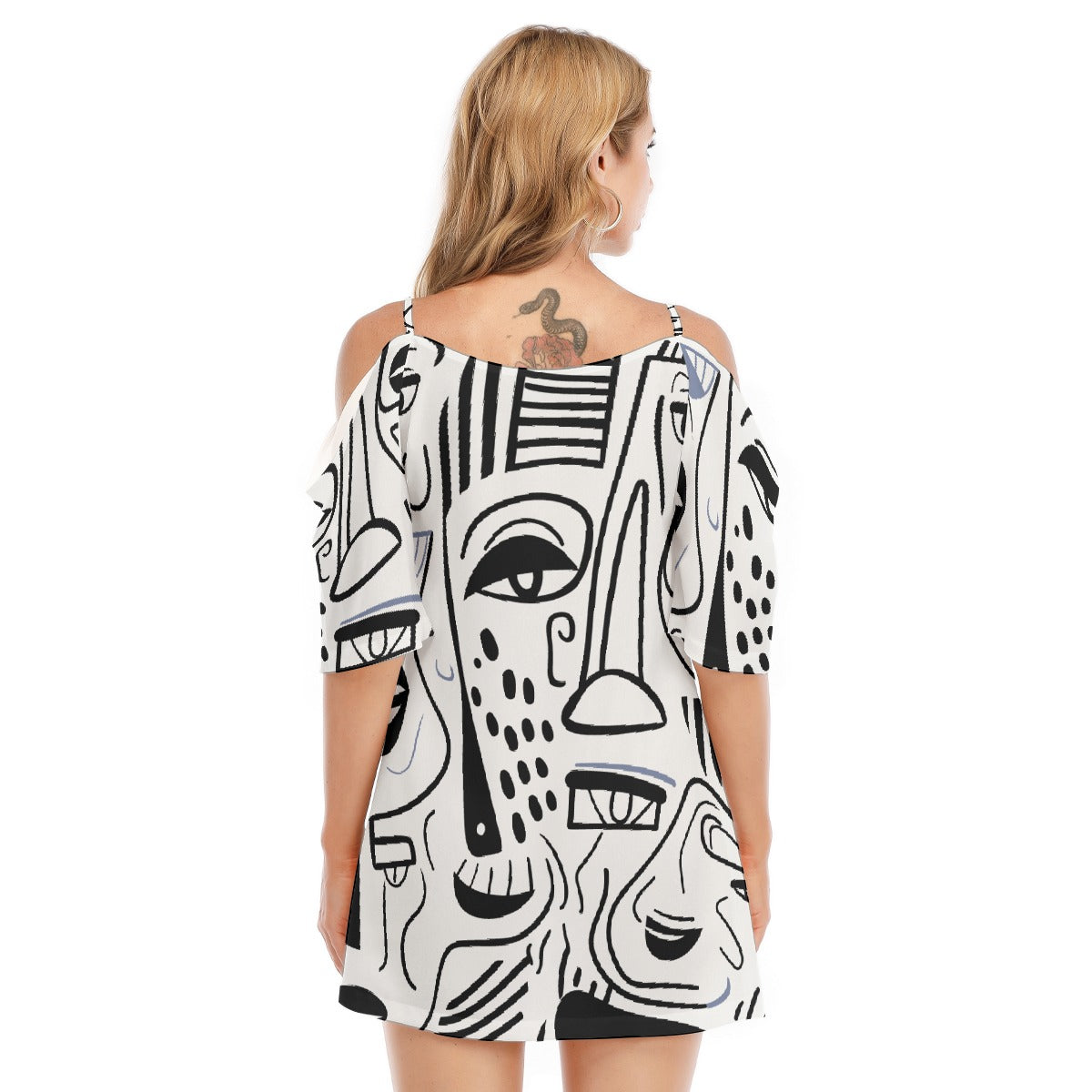 All-Over Print Women's Off-shoulder Cami Dress