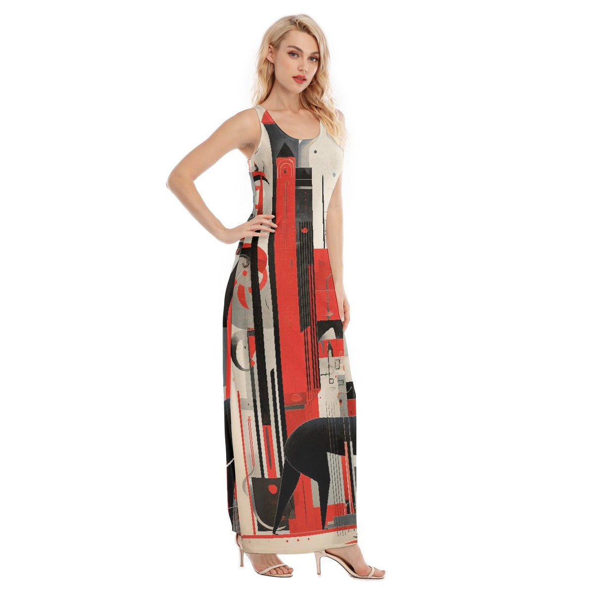 All-Over Print Women's Vest Dress | Length To Ankle