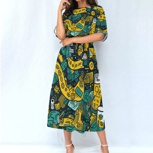 All-Over Print Women's Elastic Waist Dress