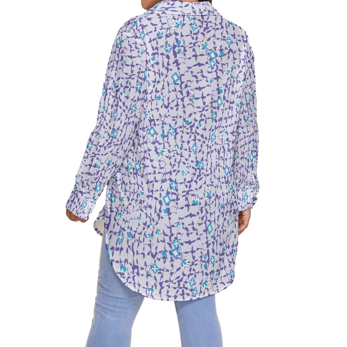 All-Over Print Women's Shirt With Long Sleeve(Plus Size)