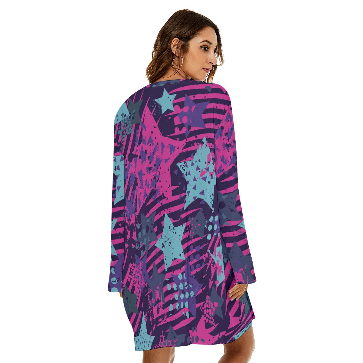 All-Over Print  Women's Loose Crew Neck Dress