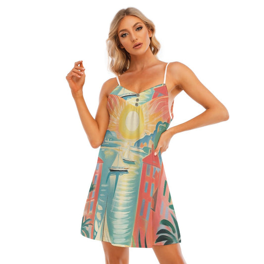 All-Over Print Women's V-neck Cami Dress