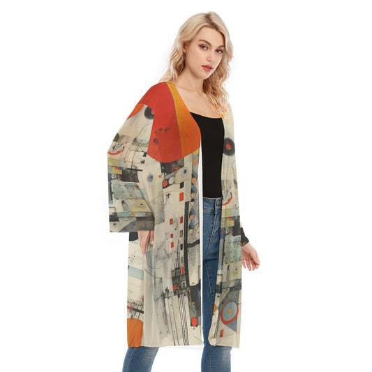 All- Over Print Women's Long Sleeve Mesh Cardigan