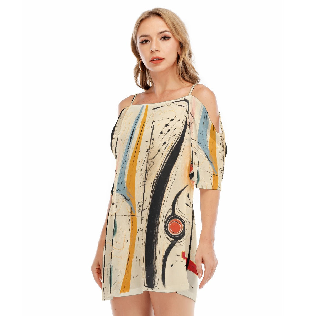 All-Over Print Women's Off-shoulder Cami Dress