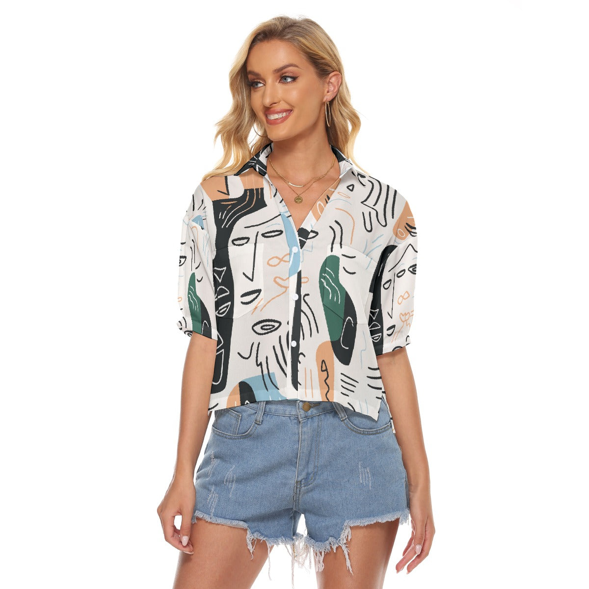 All-Over Print Women's V-neck Shirts