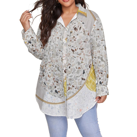 All-Over Print Women's Shirt With Long Sleeve(Plus Size)