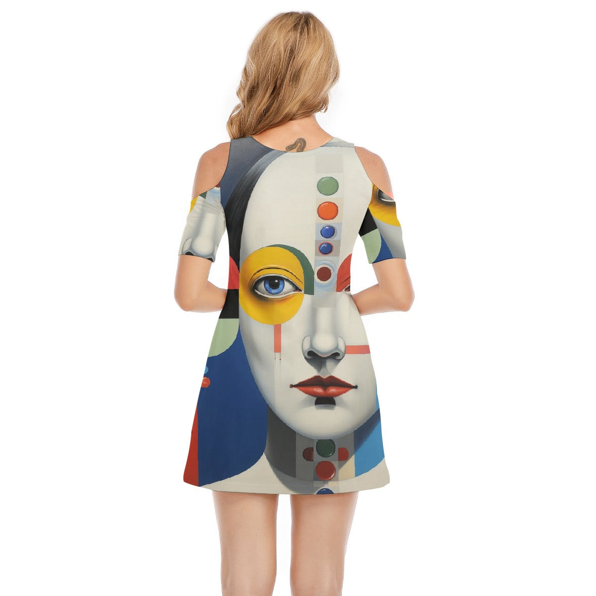 All-Over Print Women's Cold Shoulder Dress | 190GSM Cotton