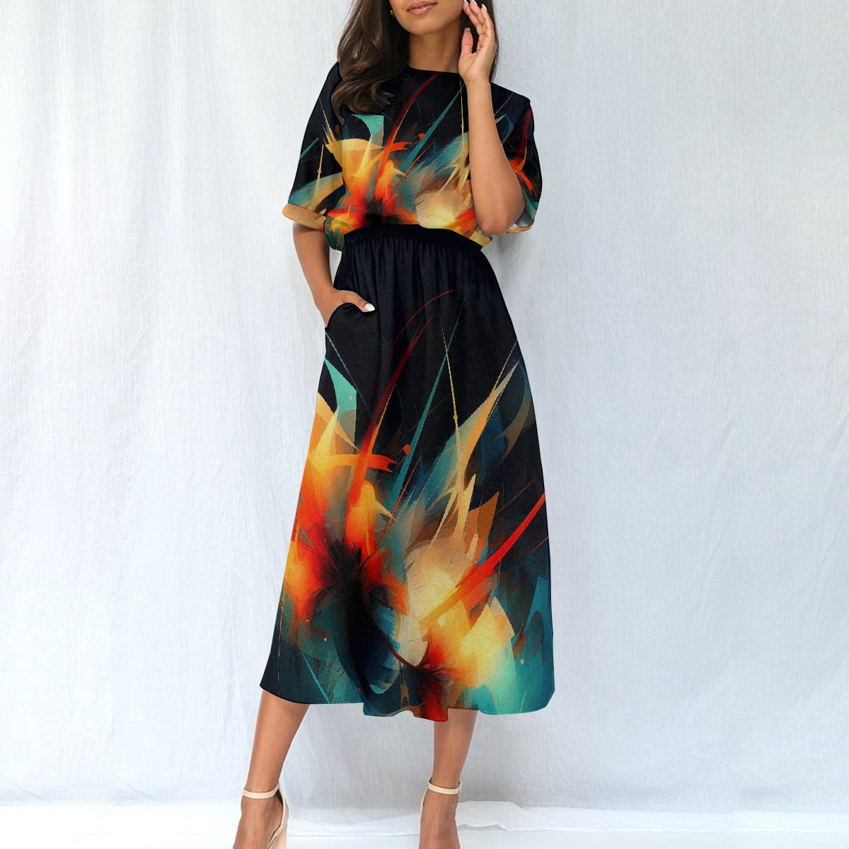 All-Over Print Women's Elastic Waist Dress