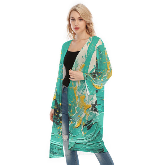 All- Over Print Women's Long Sleeve Mesh Cardigan