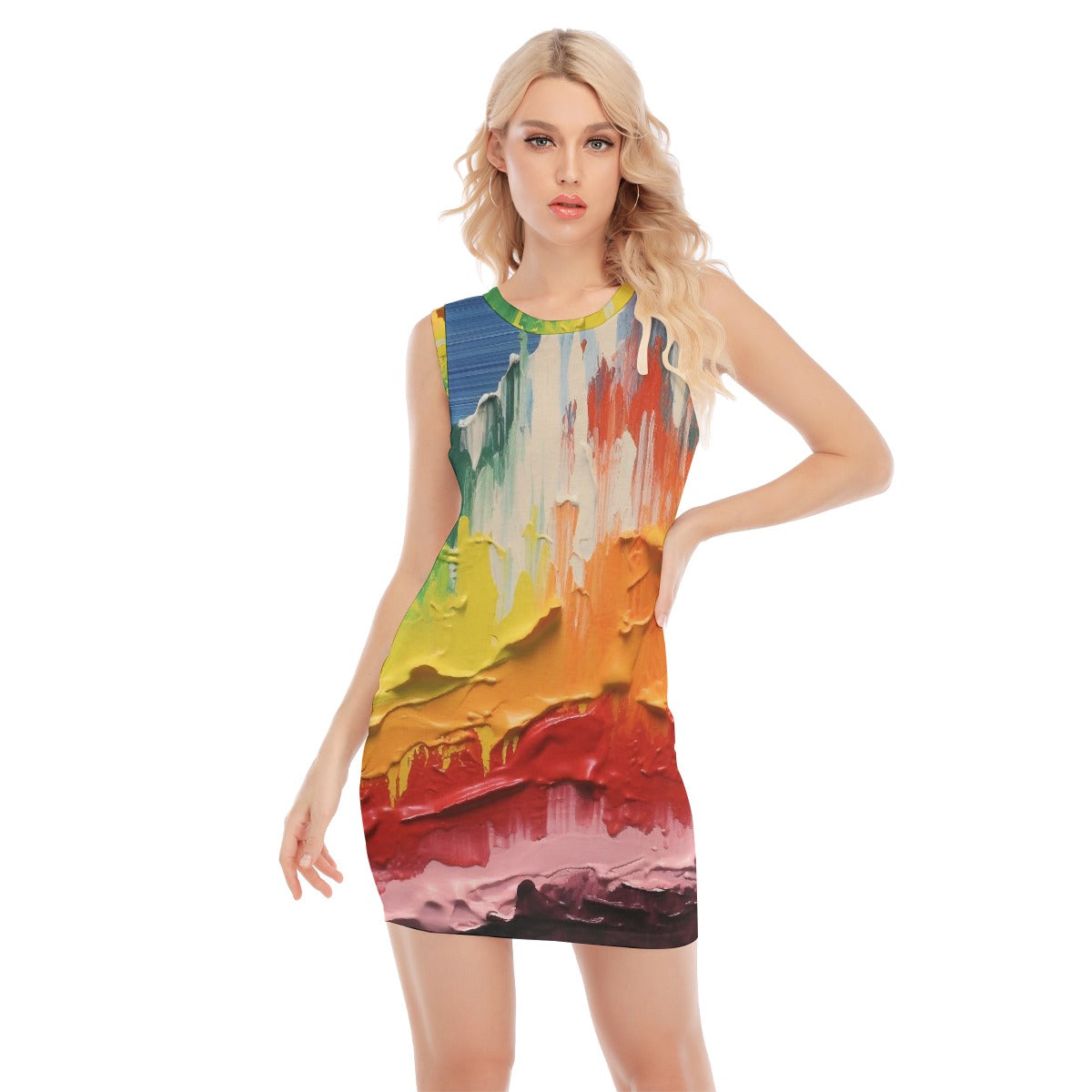 All-Over Print Women's O-neck Sleeveless Hip Skirt