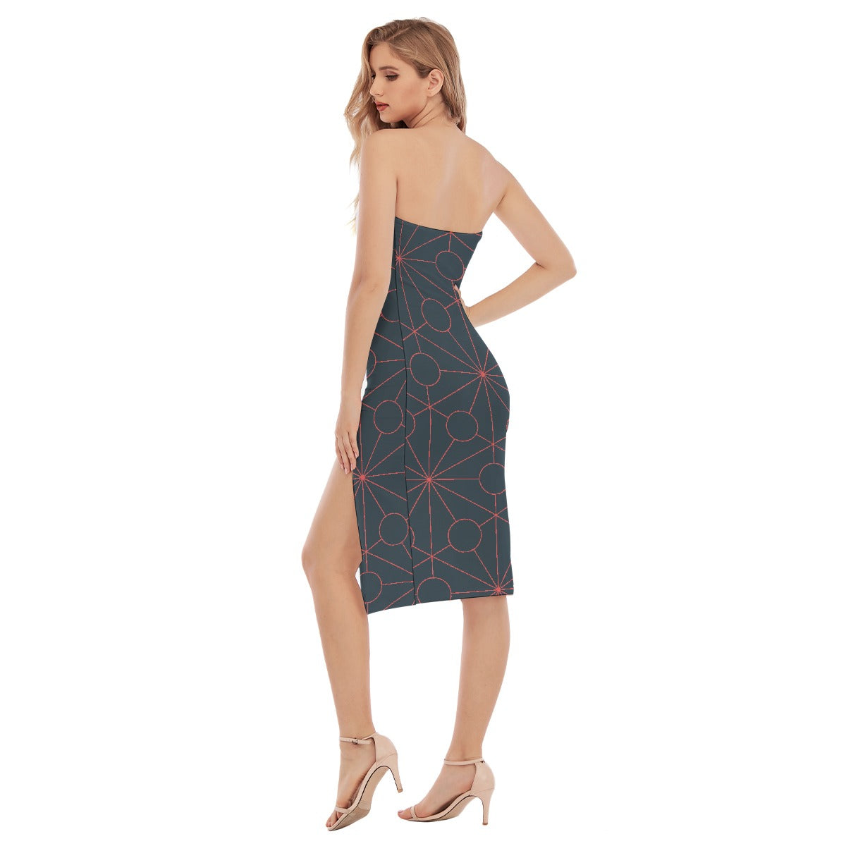 All-Over Print Women's Side Split Tube Top Dress