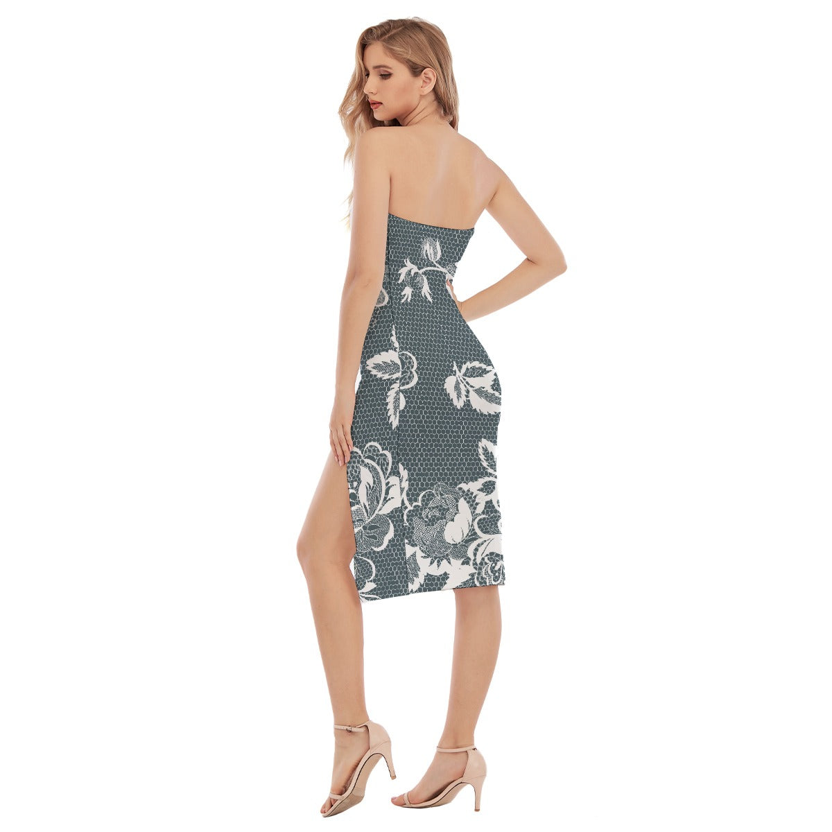 All-Over Print Women's Side Split Tube Top Dress