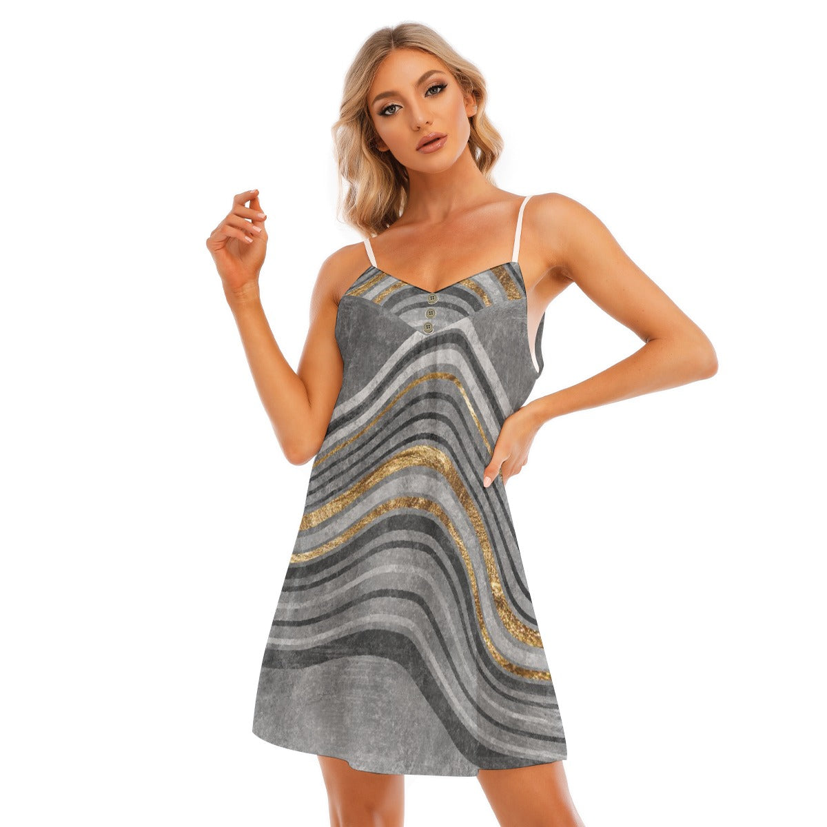 All-Over Print Women's V-neck Cami Dress