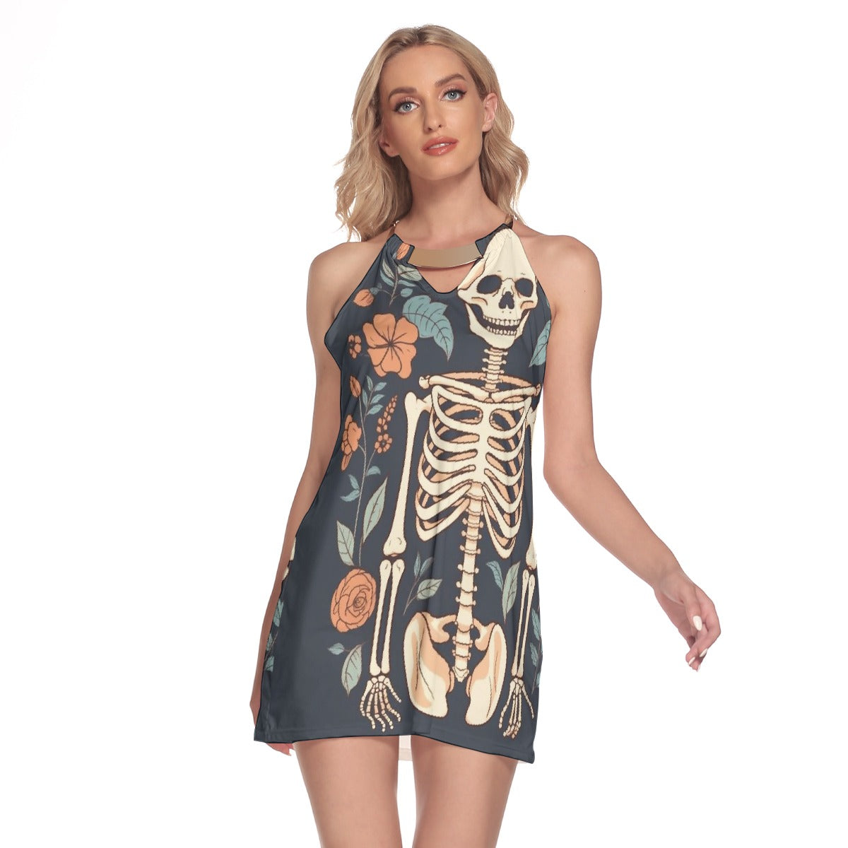 All-Over Print Women's Round Neck Above Knee Dress