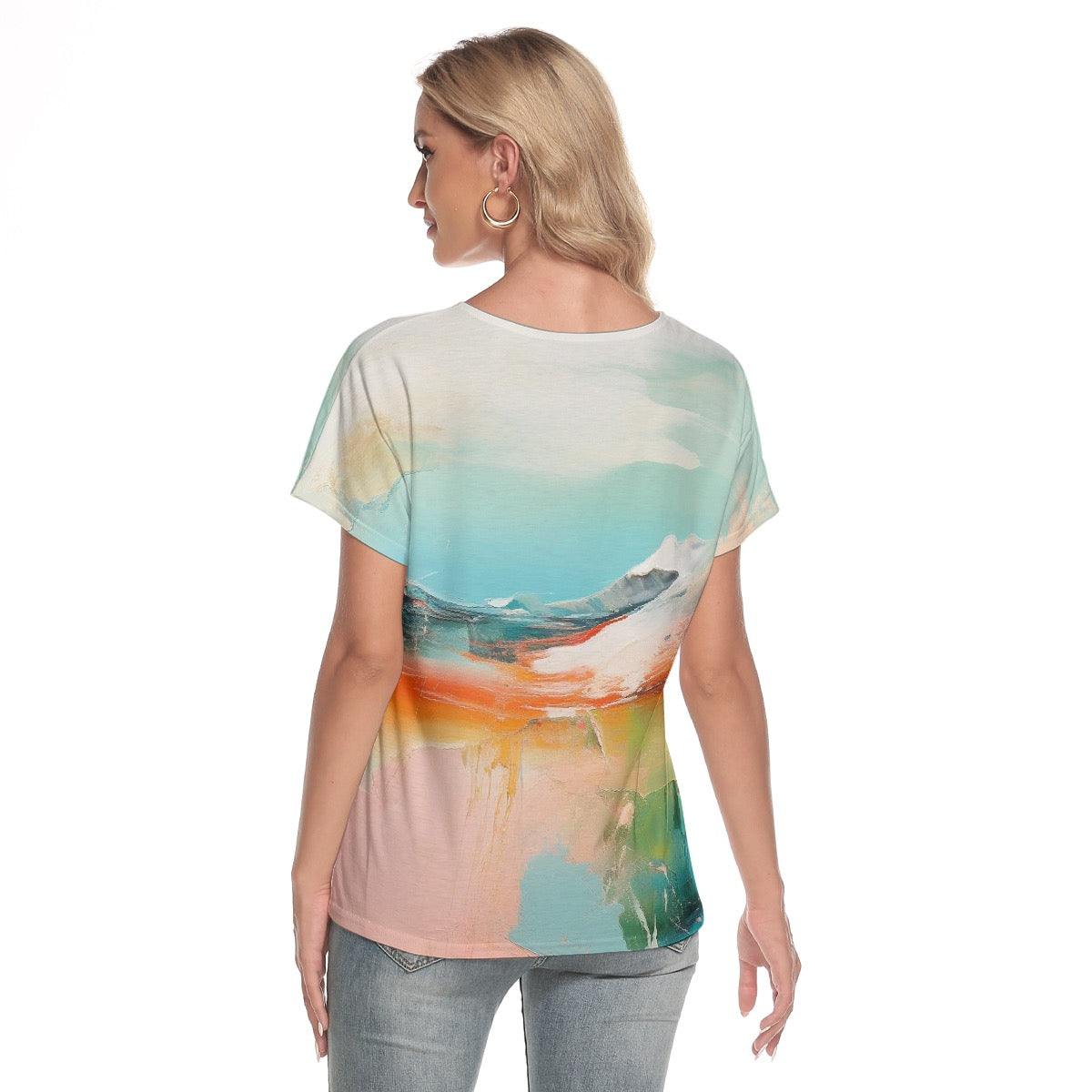 All-Over Print Women's Loose V-neck Short Sleeve T-shirt