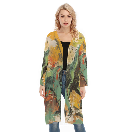 All- Over Print Women's Long Sleeve Mesh Cardigan