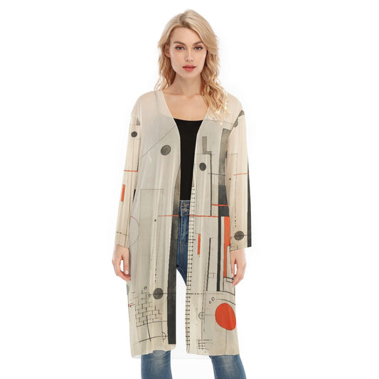 All- Over Print Women's Long Sleeve Mesh Cardigan