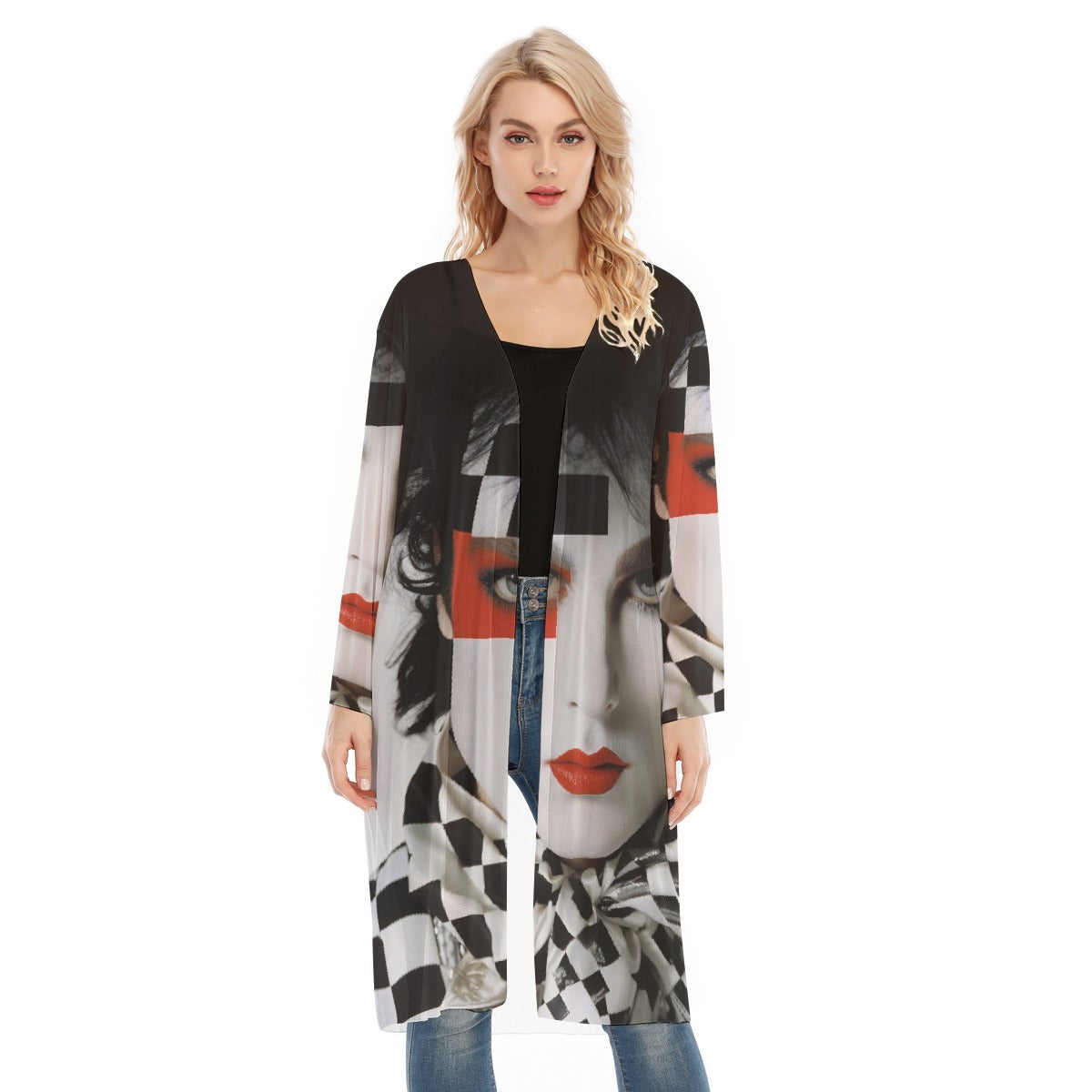 All- Over Print Women's Long Sleeve Mesh Cardigan