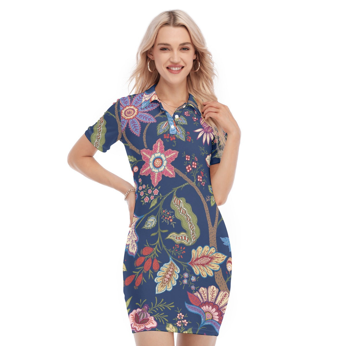 All-Over Print Women's Polo Collar Dress