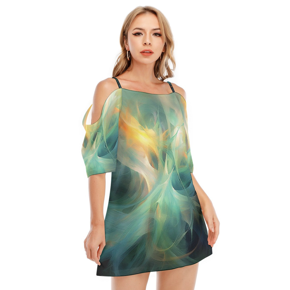 All-Over Print Women's Off-shoulder Cami Dress