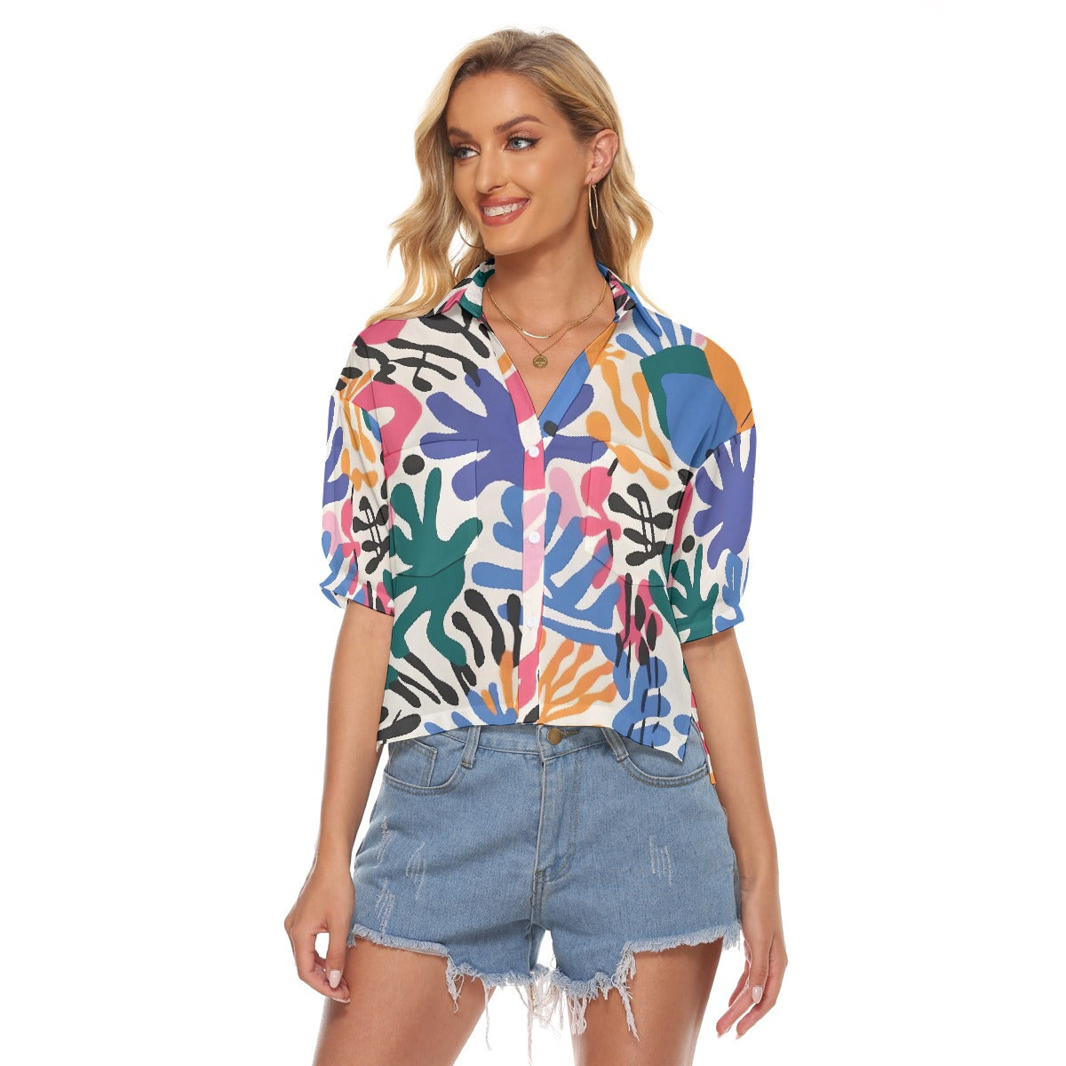 All-Over Print Women's V-neck Shirts