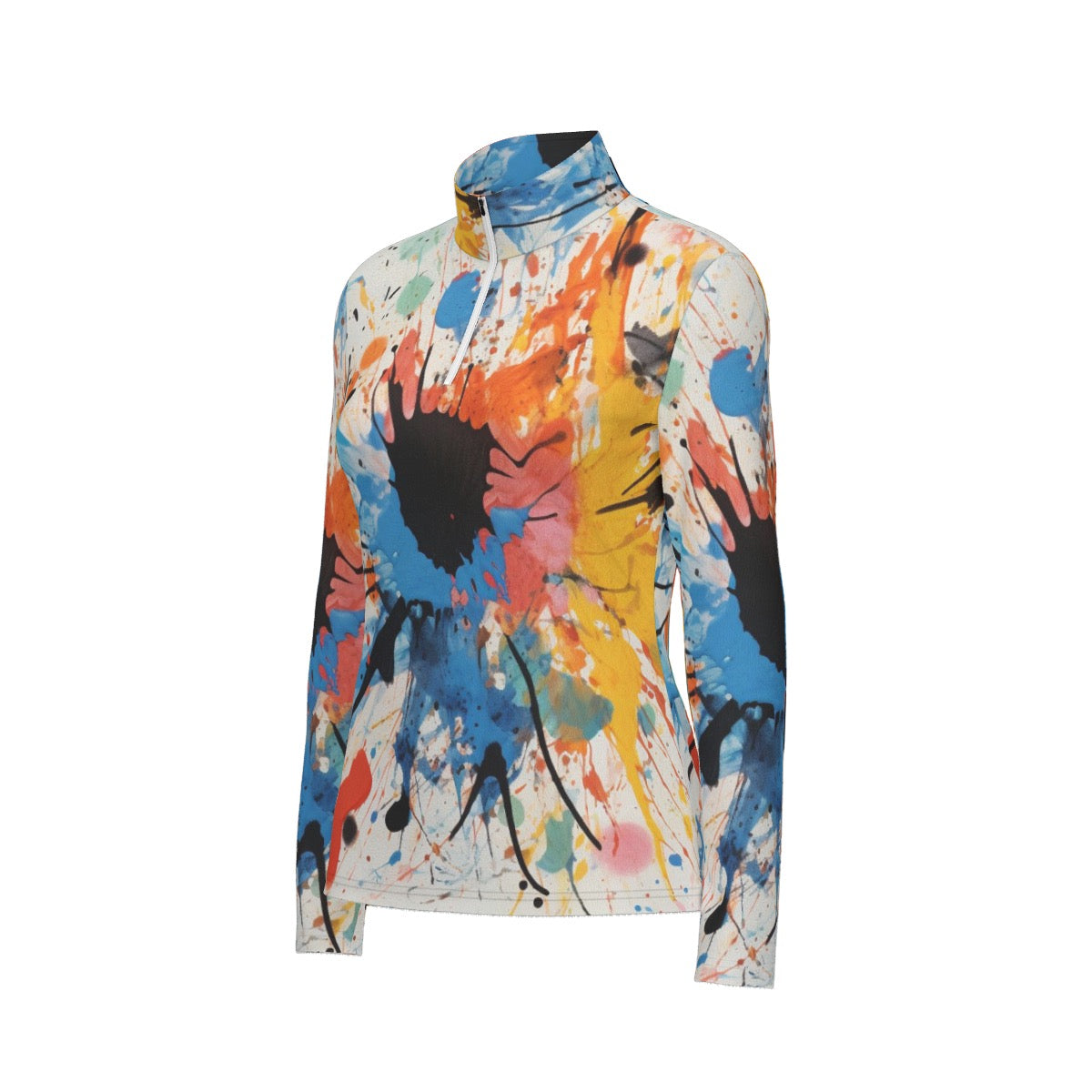 All-Over Print Women's Sports Collar Jersey With Long Sleeve