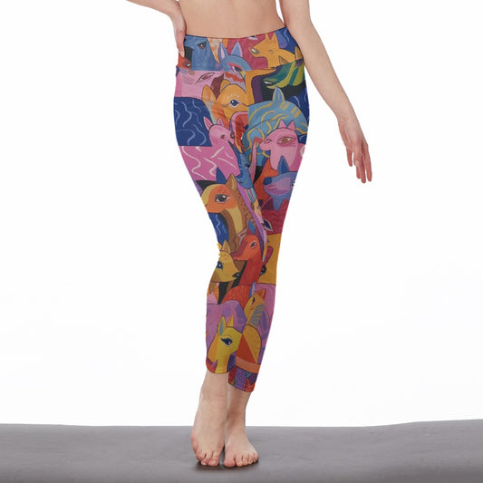 All-Over Print Women's High Waist Leggings | Side Stitch Closure