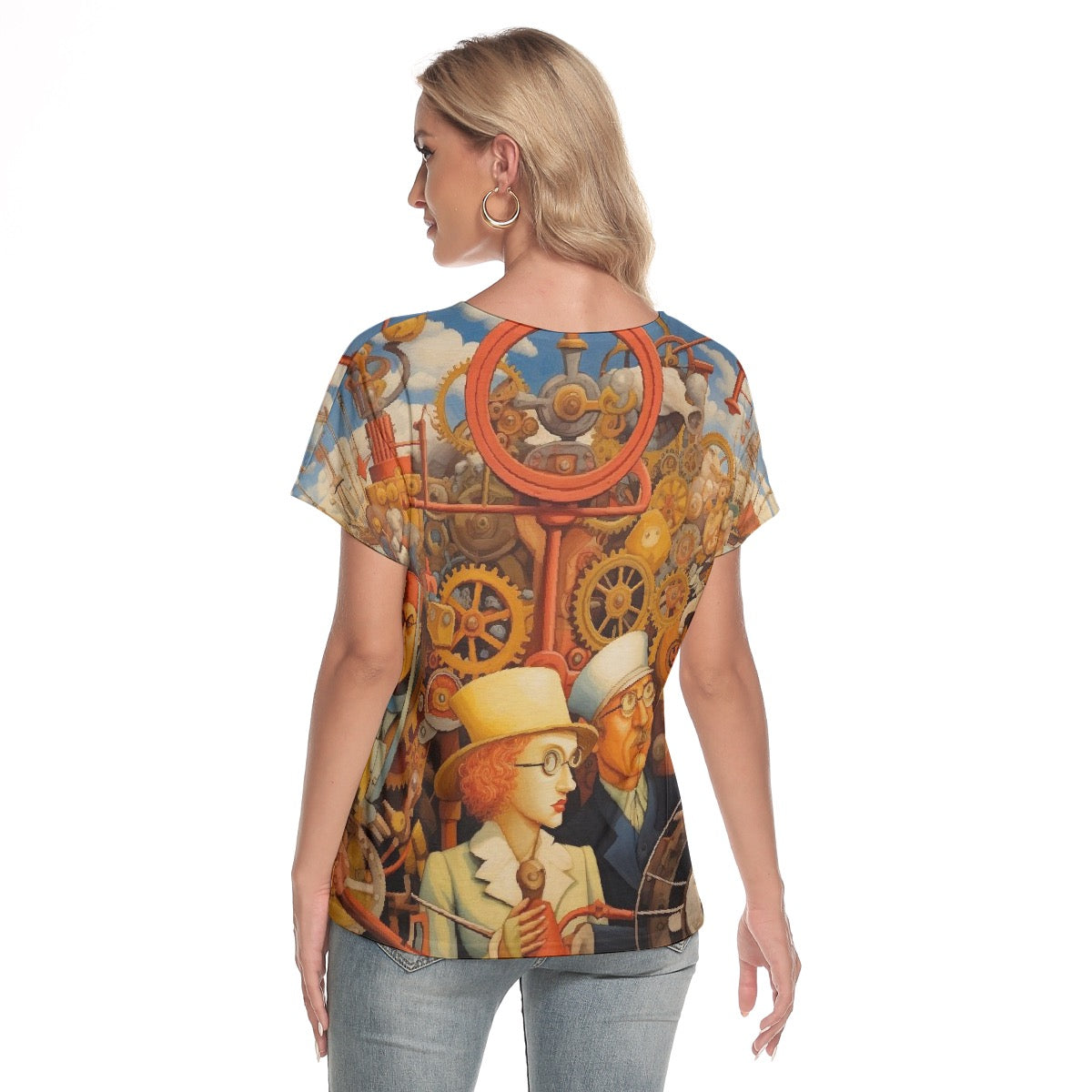 All-Over Print Women's Loose V-neck Short Sleeve T-shirt