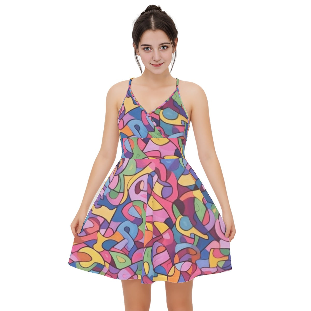 All-Over Print Women‘s Cross Cami Dress