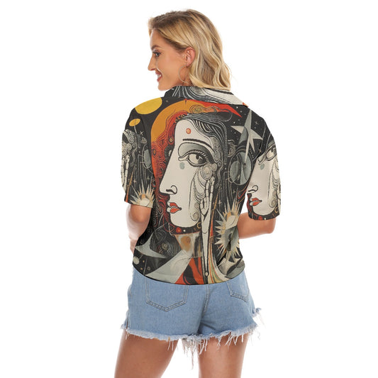 All-Over Print Women's V-neck Shirts