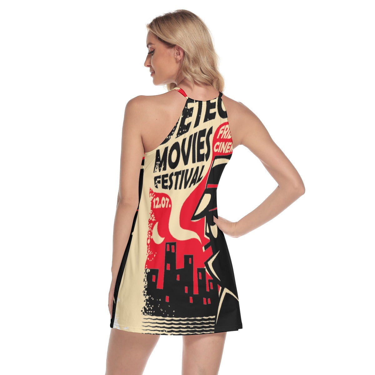 All-Over Print Women's Round Neck Above Knee Dress