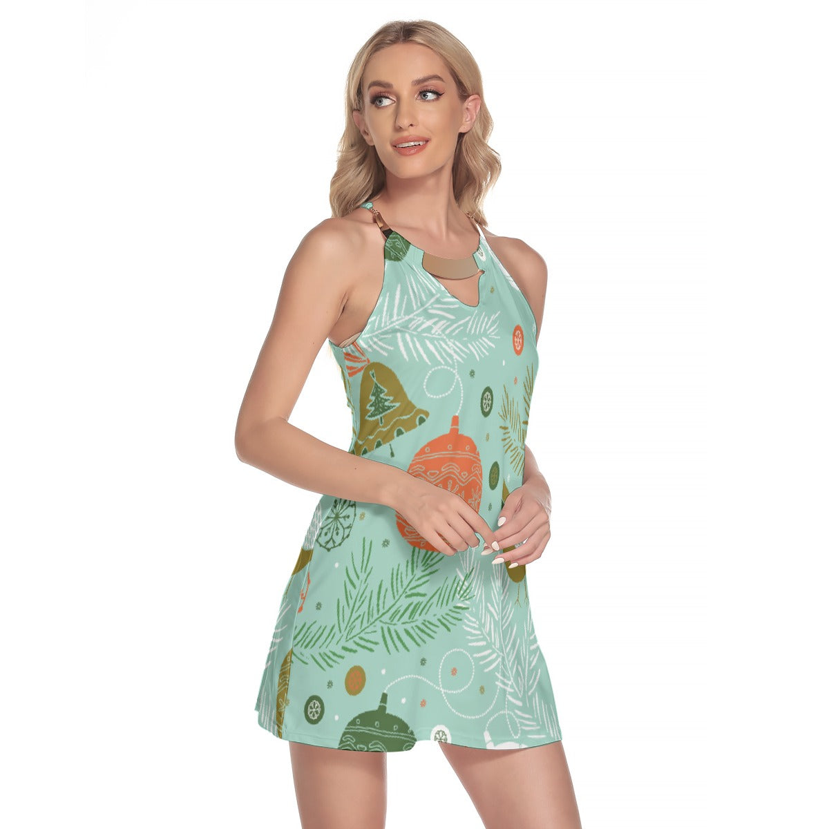 All-Over Print Women's Round Neck Above Knee Dress