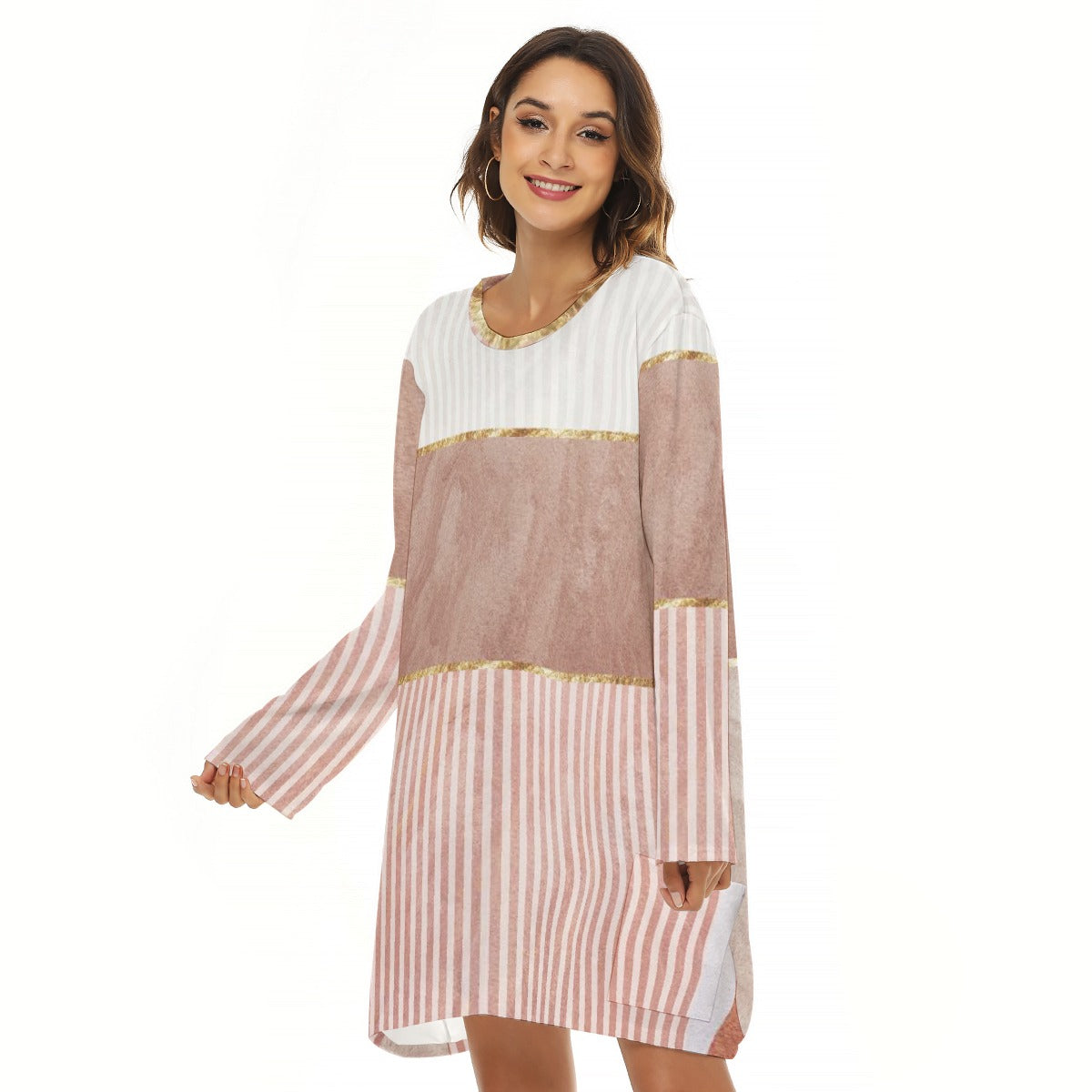 All-Over Print  Women's Loose Crew Neck Dress