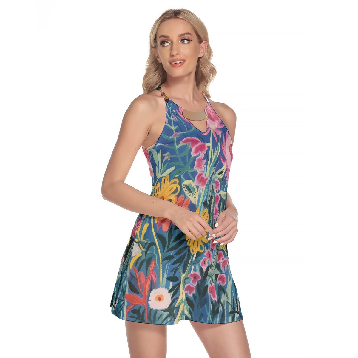 All-Over Print Women's Round Neck Above Knee Dress