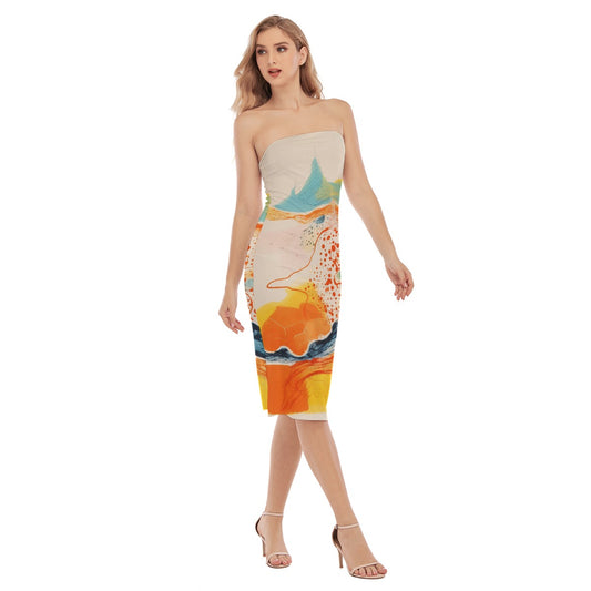 All-Over Print Women's Side Split Tube Top Dress