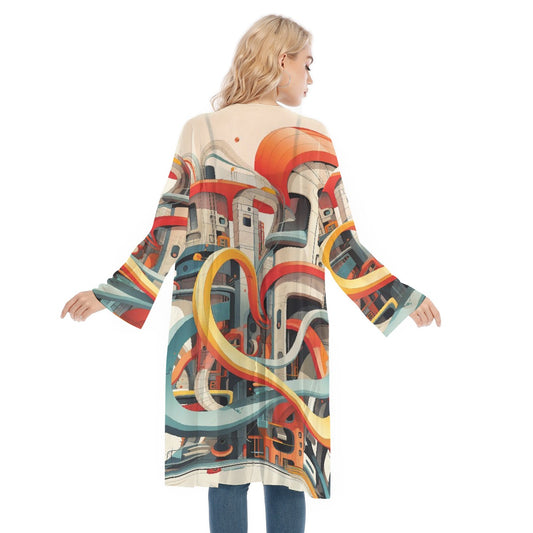 All- Over Print Women's Long Sleeve Mesh Cardigan