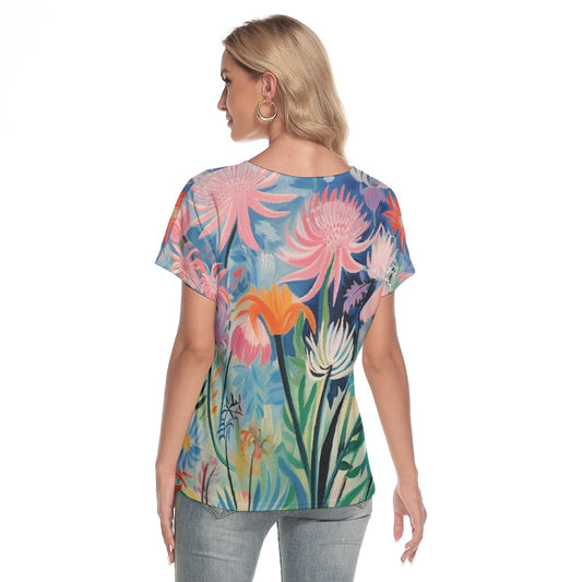 All-Over Print Women's Loose V-neck Short Sleeve T-shirt