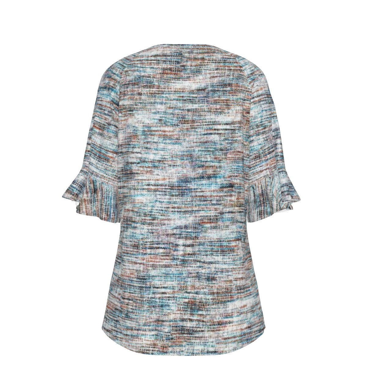 All-Over Print V-neck Women's T-shirt With Bell Sleeve