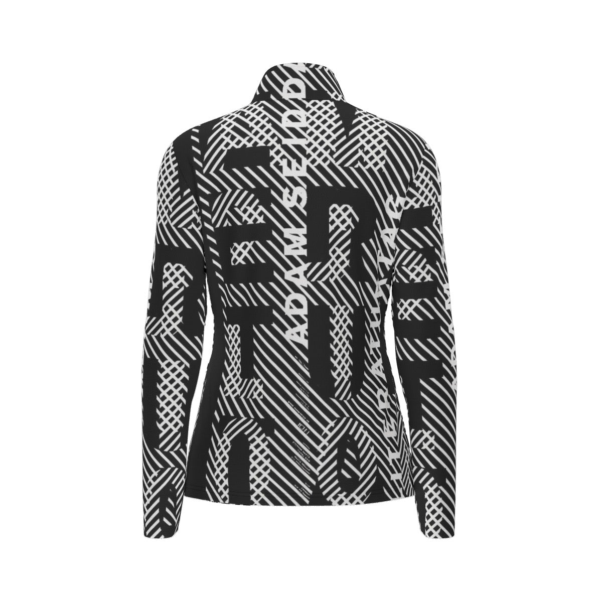 All-Over Print Women's Sports Collar Jersey With Long Sleeve