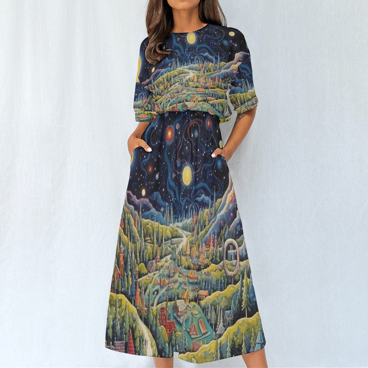 All-Over Print Women's Elastic Waist Dress