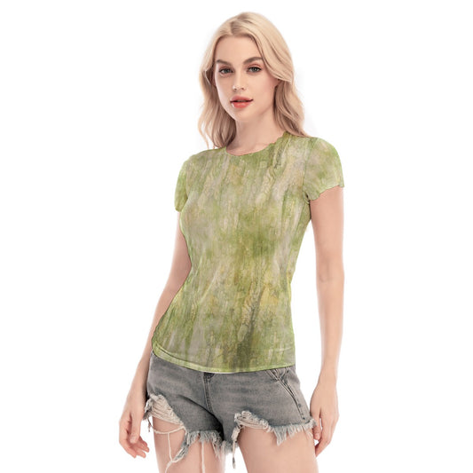 All-Over Print Women's Short Sleeve Mesh Blouse