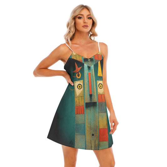 All-Over Print Women's V-neck Cami Dress