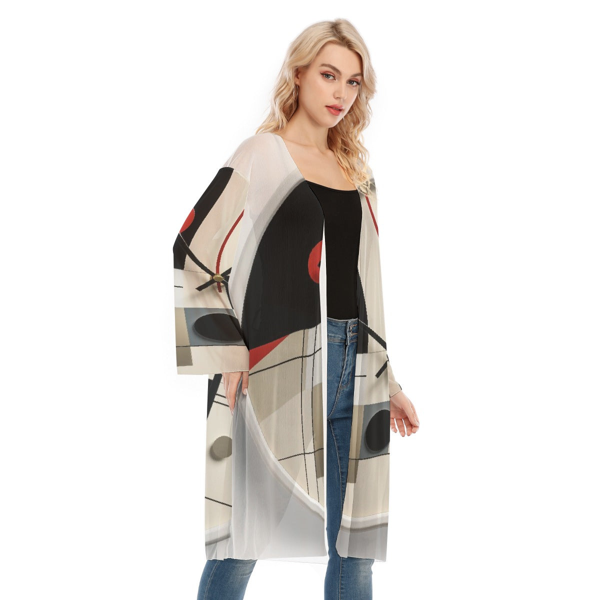 All- Over Print Women's Long Sleeve Mesh Cardigan