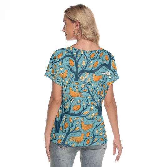 All-Over Print Women's Loose V-neck Short Sleeve T-shirt