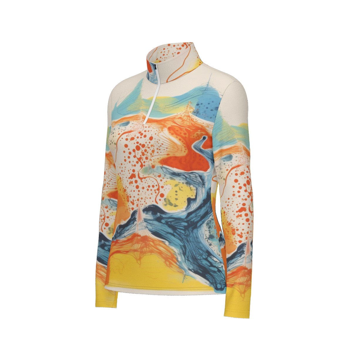 All-Over Print Women's Sports Collar Jersey With Long Sleeve