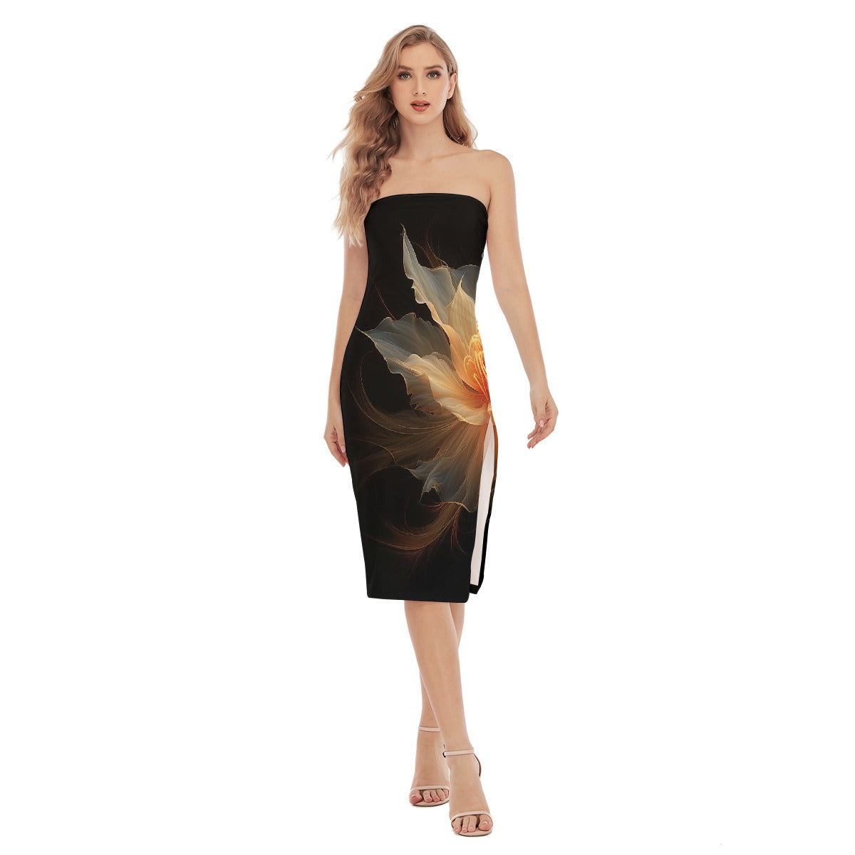 All-Over Print Women's Side Split Tube Top Dress