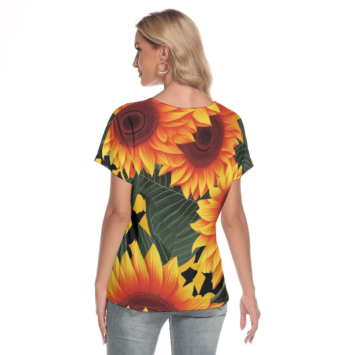 All-Over Print Women's Loose V-neck Short Sleeve T-shirt