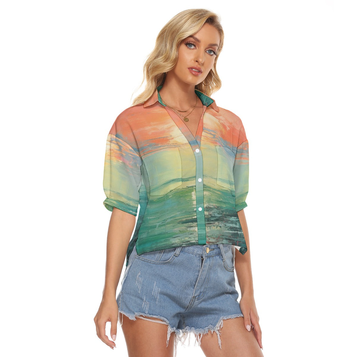 All-Over Print Women's V-neck Shirts